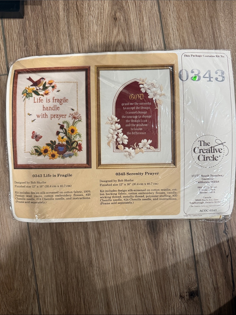 Complete Vintage Kit! ‘Life is Fragile' and Serenity Prayer - 1987 creative